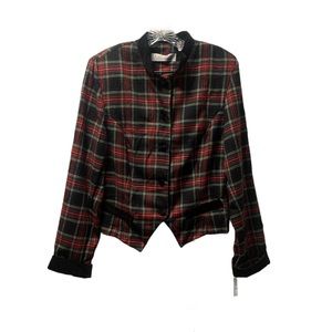 Karen Scott Vintage Multicolor
Plaid Tartan Velvet Trim Blazer Jacket Size 12!!